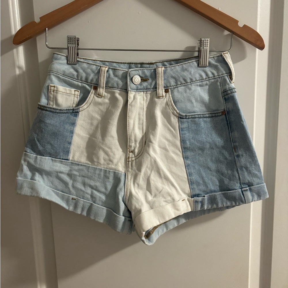 Pacsun Color Block Denim Mom Shorts
